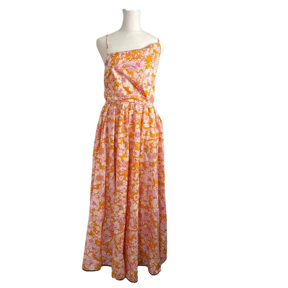 J Crew Collection Side-Cutout Midi Dress Women's Size 6 Orange Floral NWT